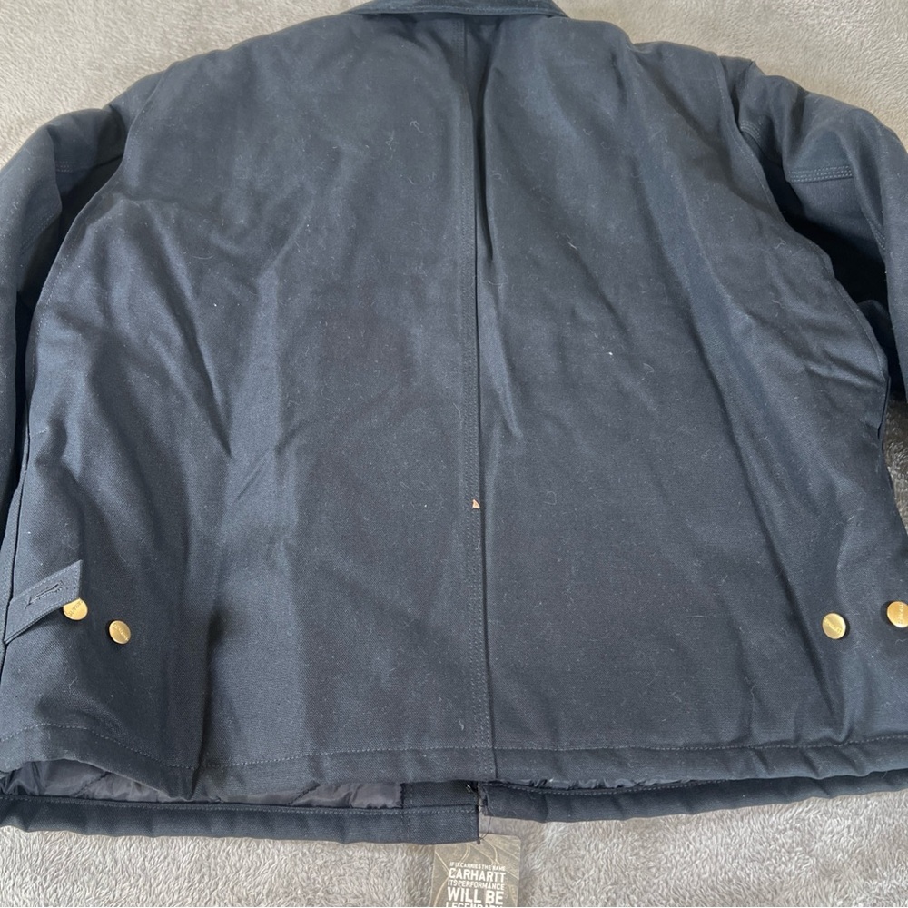 Carhartt Jacket Mens Size 2XL Black J002 Corduroy Collar Quilted Cowboy New Y2K - Picture 10 of 11